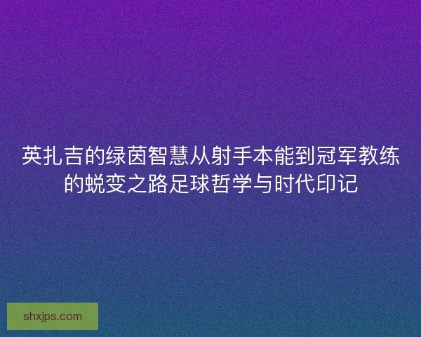 英扎吉的绿茵智慧从射手本能到冠军教练的蜕变之路足球哲学与时代印记